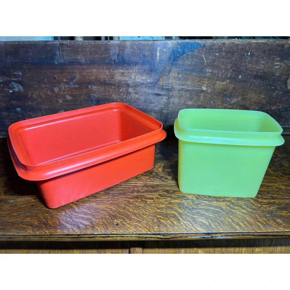Vintage Tupperware Mixed Lot Yellow Serving Bowl Red Green Storage Containers
